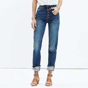 Rivet & Thread Madewell Button Front Boyjean Linwood Wash Denim Jeans 26